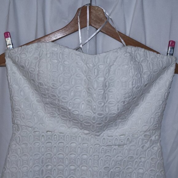J. Crew White Bustier Size 4 Womens White Lace Peplum Blouse - Picture 2 of 14